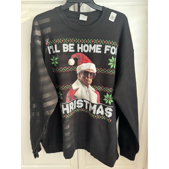 I'll Be Home For Christmas Santa Funny Trump Xmas Unisex Crewneck Sweatshirt 2XL - Picture 3 of 9